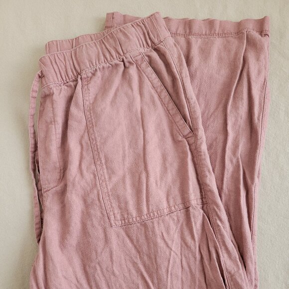 GAP Women's Drawstring Elastic Waist Linen Pull On Pant - Blush Pink - L - Picture 2 of 6